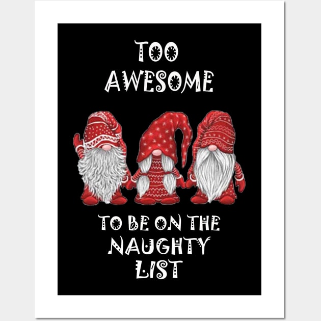 Gnome Christmas Funny Naughty List Wall Art by Omarzone